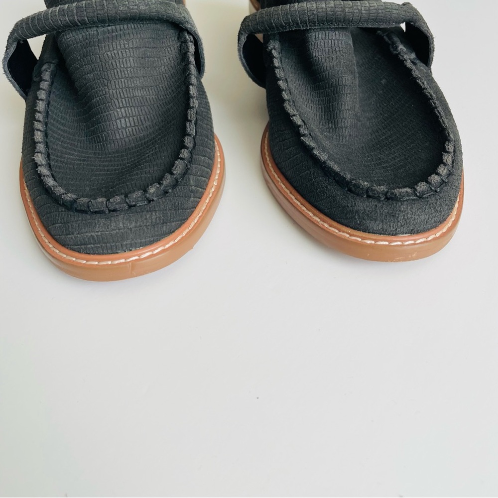 Free People SIZE 10 Bedford suede leather loafers in distressed black - Picture 4 of 8